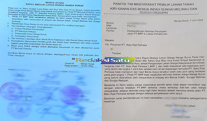 Diduga Serobot Lahan, Warga Nanga Suruk Menutup Akses Jalan PT BRP 1 Nanga Suruk